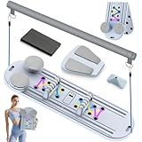 DQI Pilates Board, Pilates Reformer Set, Multi-Purpose Foldable Pilates Board for Home Workout,Pilates Board for Women,15 in1 Pilates Sliding Board, Pilates Equipment,Grey
