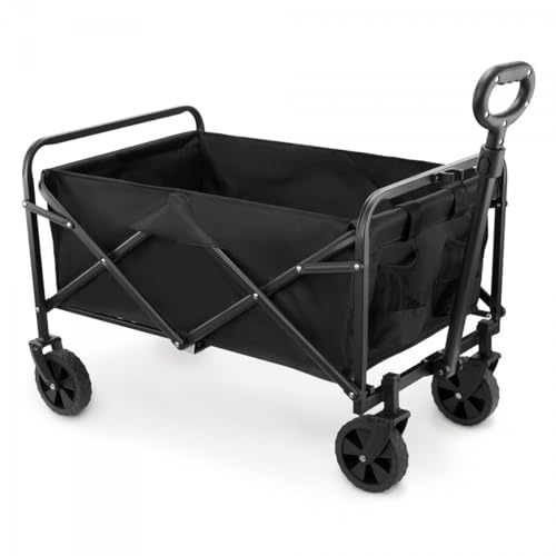 Immagine prodotto: Hypermotion Carrello Spiaggia Pieghevole 80l, Carrellino con Ruote Portatutto Girevoli a 360°, Carrello da Giardino 80kg, Chiusura Rapida, Carretto Spiaggia, Resistente agli Agenti Atmosferici