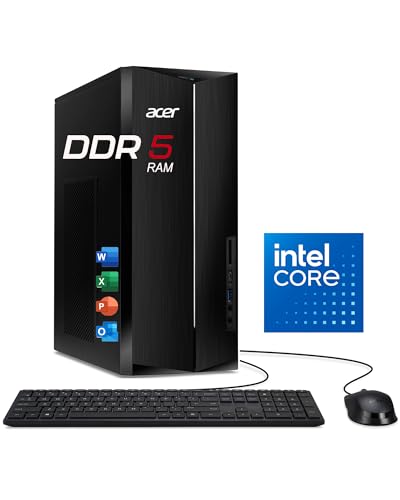 acer Desktop Tower, Intel 14th Gen Ultra-Fast 10-Core i5 Processor, 32GB DDR5 RAM(Lightning Fast Boot Time), 1TB SSD, Wi-Fi 6, HDMI, Support 4K Monitor, Wins 11, Wired KB & Mouse, Office 365 for Web