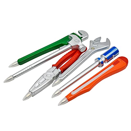 Maydahui 20Pcs Hardware Hand Tool Pens Novelty Shape Black Ink Ballpoint Pen Pipe Wrench Pincer Pliers Art Knife Spanner Hammer Screwdriver For School Skilled Worker #TOP7