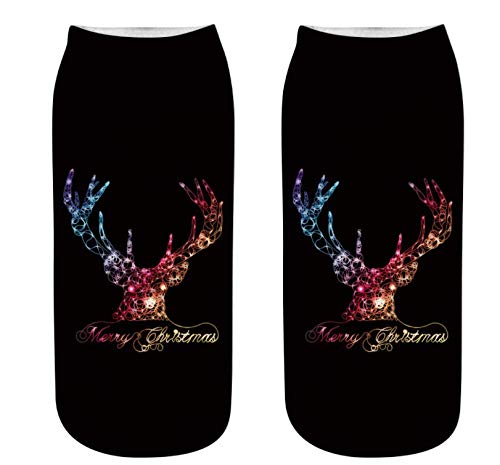 Inf-way 3D Print Christmas Casual Socks, Unisex Ankle Socks for Women Girl Gift (Christmas 10 Pairs)4