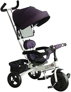 HOMCOM 4 in 1 Tricycle for Kids Toddler Trike with Parent Handle Push Along Pedal Trike Removable Canopy Safety Belt Storage Footrest for 18 Months to 5 Years Purple