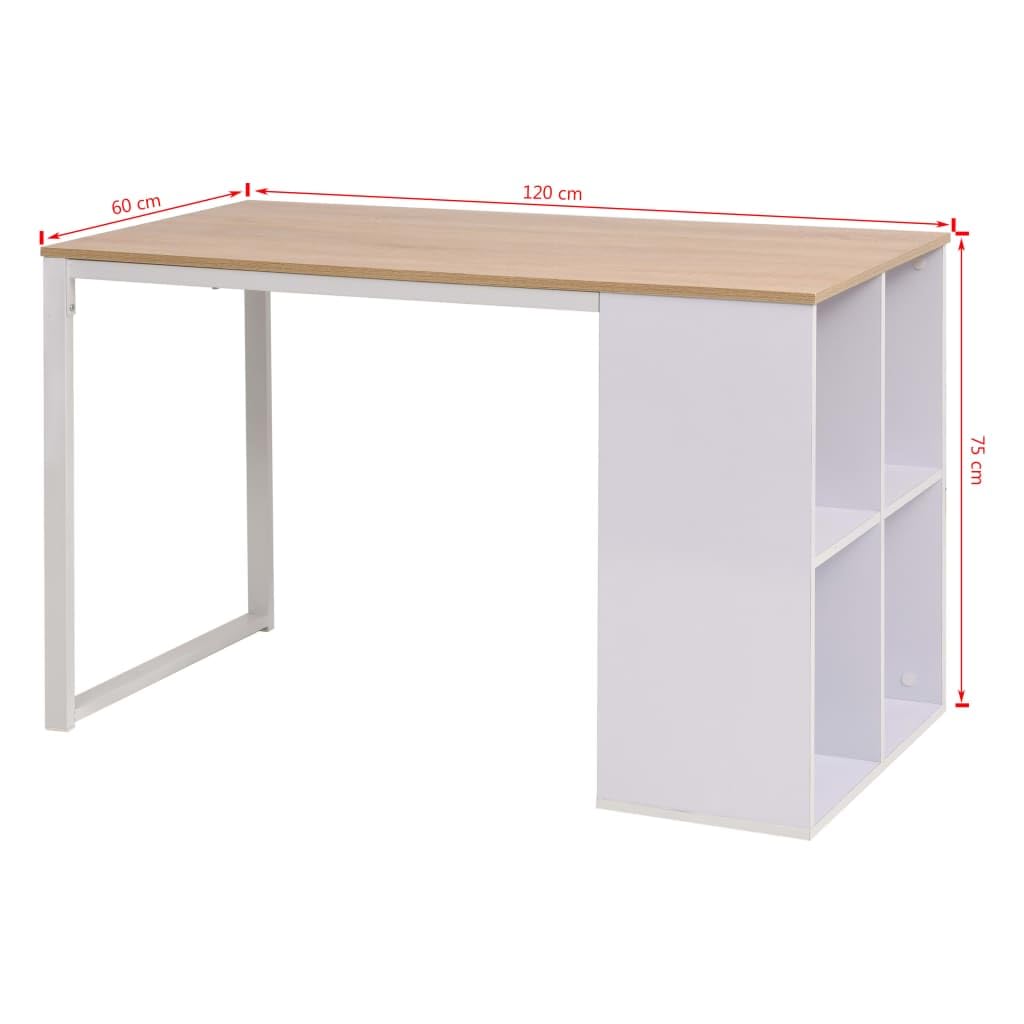 Tavolo Salvaspazio Scrivania Gaming Tavolo Consolle Scrivanie Gaming Scrivania 120x60x75 cm Rovere e Bianco per Studio Camera Da Letto Soggiorno Sala Studio