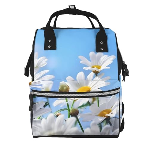 Sac à langer étanche multifonction avec imprimé floral noir et blanc