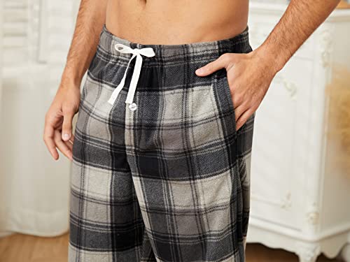 Image of U2SKIIN Mens Fleece Pajama Pants, Warm Plaid Lounge Pj Bottoms