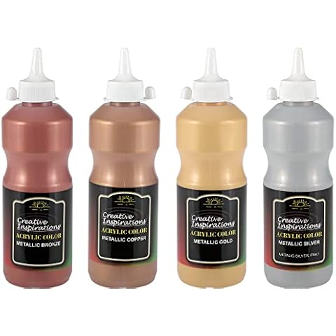 Creative Inspirations Acrylic Paint - Metallic Mixing Set - 500 mL Bottle - Smooth & Creamy Consistency, Vibrant Pigmentation, Great Coverage for Artists - Clean Up with Soap & Water Cover