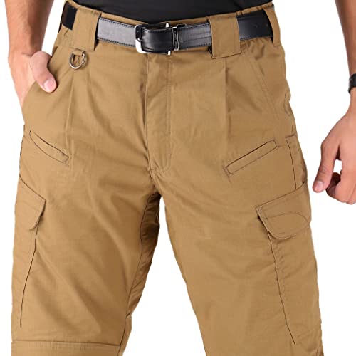 Whiteduck Mens Tactical Pants Ripstop Stretch Water Resistant With 13 Pockets Cargo Work Pants For Men- Military Hiking Outdoor (W38 L36 Khaki) #TOP5