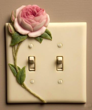 Rose - Hand Painted Double Switchplate Cover - Double Pole Style - Ibis & Orchid Design
