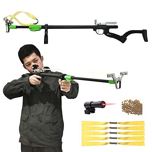 Tiro, Sports Runzkzy slingshots para adultos, rifle profesional para caza telescópica de caña láser con 5 bandas de repuesto, catapulta de alta potencia para práctica de...