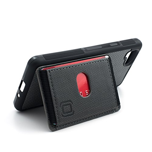 Dockem Wallet Case for Google Pixel 2 - Kickstand Flap with Synthetic Leather and Slim TPU Bumper Card Case with Textured Twill Canvas Styling, Elastic Slot for Multiple Cards