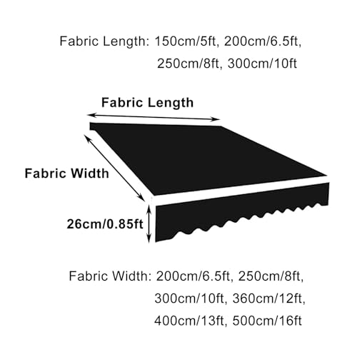 Toile pour auvent rétractable haut de gamme 4,9x2,4 m imperméable