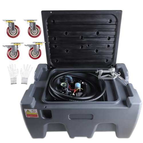 40 Gallon Portable Gasoline Diesel Fuel Transfer Tank with Pump, 3.7GPM Flow Rate 12V DC Self-Priming Fuel Transfer Pump, Manual Fueling Nozzle, for Easy Fuel Transportation