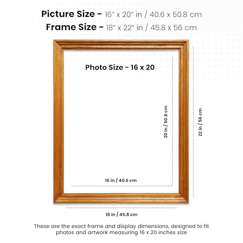 Image of Handmade Wooden Rectangular Photo Frame, 16 x 20 inch Display for Artworks, Pictures and Photos of Your Loved Ones, Best for Home, Office, Wall Decor, Living Room, Bedroom, Honey Maple