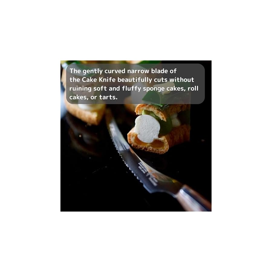 NAGOMI] 6 inch Serrated Cake Knife - Made in Seki, Japan - Blade in 440A and Comfortable Pakkawood Handle - Japanese Sharp Knife