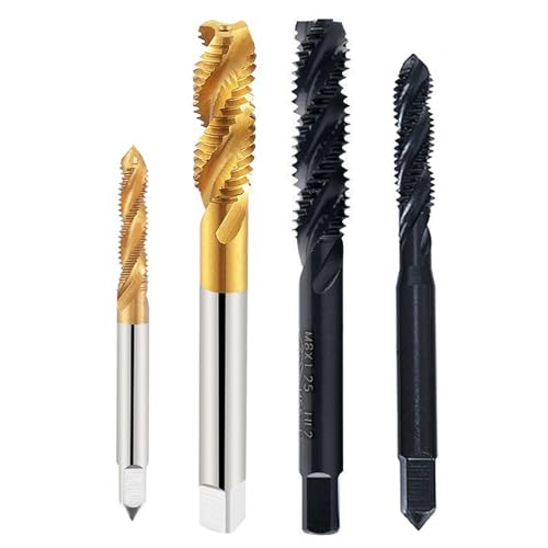 Vleant Spiral Flute Threading Tap – HSS6542 Titanium Plated and Nitriding Coated, Spiral Point Tap for Machine Screw, 4-Piece Set (M4x0.7, M6x1, 2x M8x1.25)