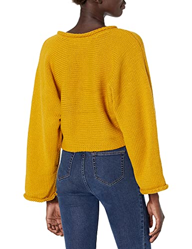 Jack By Bb Dakota Junior's Bb Talk Jersey Stitch Cropped Sweater, Marigold, Medium #TOP1