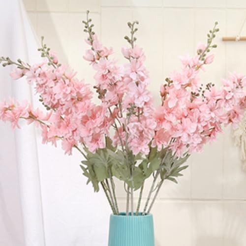 OUKEYI Lot de 6 Fleurs artificielles en Soie Delphinium de 85,1 cm - Fleurs artificielles à Tige Longue pour Grand Vase, décoration de Maison, de fête de...