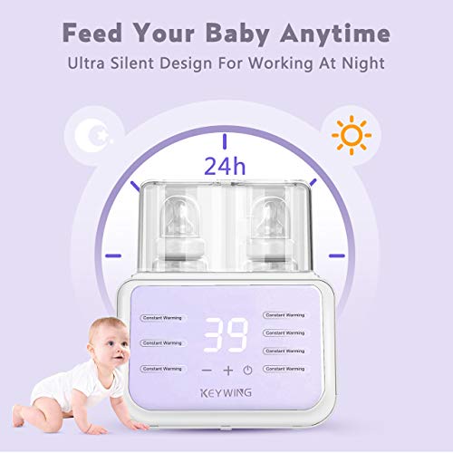 Baby Bottle Warmer Bottle Sterilizer Baby Milk Warmer Breast Milk, Double Bottle Warmer Baby Food Heater, Fast, Defrost 6 in 1 Smart Warmer with LCD Screen