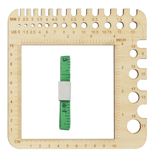 1 pezzo Knitting Needle Gauge, metro per ferri da maglia, strumento per maglieria, righello per ferri da maglia su legno, misuratore in plastica