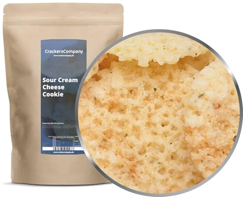 CrackersCompany Galletas de queso con crema agria 150 g – crujientes, picantes, ricas en proteínas