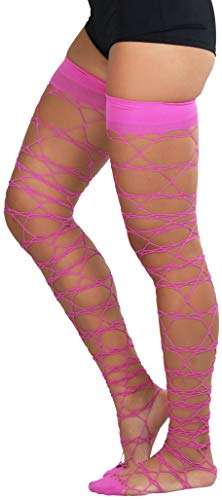 Image of ToBeInStyle Women's Multi-Strand Large Diamond Fence Net Thigh High Stockings