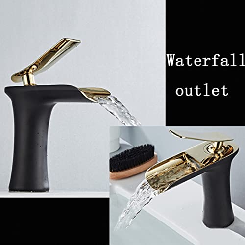 Mitigeur de salle de bain cascade noir et robinet lavabo haut - 7
