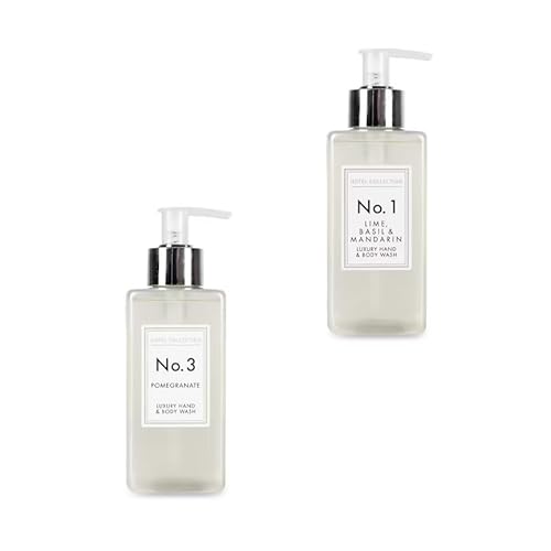 Hotel Collection Luxury Hand & Body Wash Set, Lime Basil & Mandarin and Pomegranate, 250ml Each