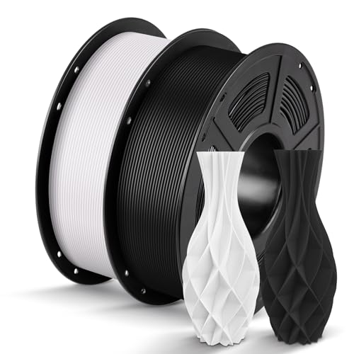 ANYCUBIC PLA Filament 1,75mm, Refill PLA und Spool Kit, 3D Drucker Filament PLA, Vakuumverpackung, Intelligente Identifikation, 2KG Schwarz Weiß