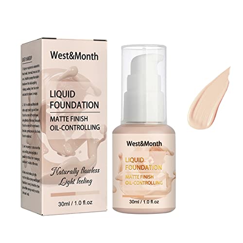 Foundation Set Liquid Foundation Moisturizing Oil Control Mixed Dry Oily Skin Nourishing Concealer Brightening Lasting Not Easy To Fade 30Ml Gel Crush Lip & Cheek (A, One Size) #TOP10