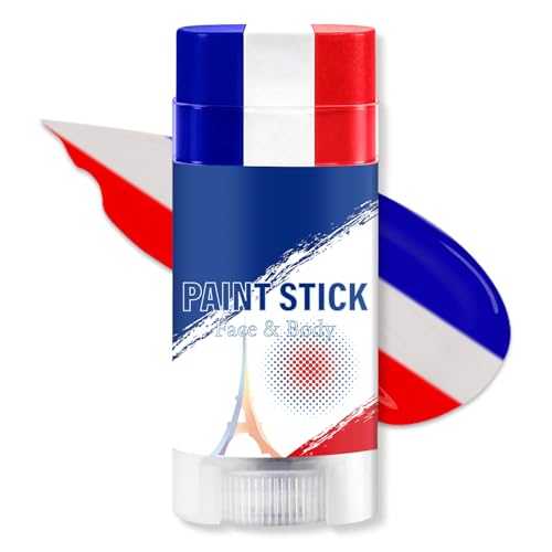 Blue White and Red France Face Body Paint Stick for 2026 World Cup Fan Soccer Baseball Softball Sports Eye Black Stick Makeup (France)