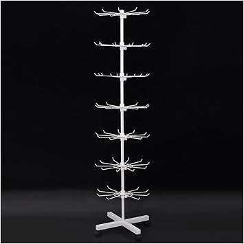 Rotating Jewelry Display Holder, 3/4/5/6/7 Tiers Retail Display Racks, Movable Tree Jewelry Towers, Keyring Socking Necklaces Bracelets Earrings Ring Storage HolderSize7 Floors,ColorWhite