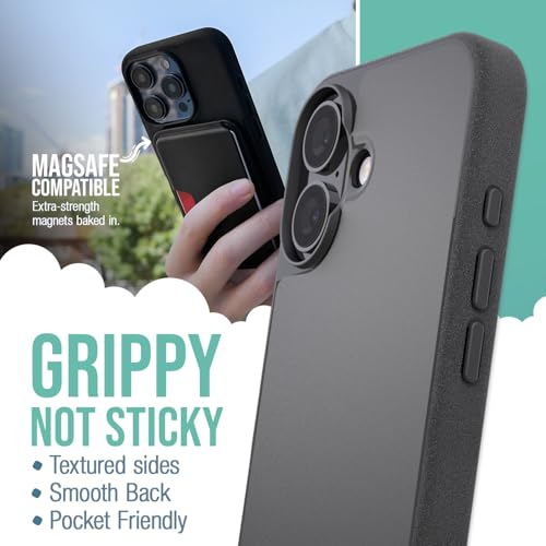 Image of Smartish iPhone 16 MagSafe Case - Gripmunk Magnetic Slim Case [Lightweight + Protective] Thin Grip Cover with Microfiber Lining for Apple iPhone 16 - Black Tie Affair