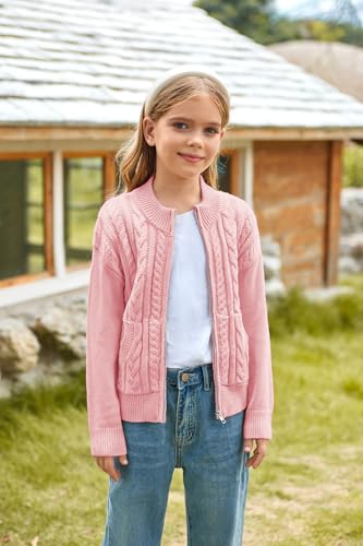 Image of GRACE KARIN Girls Knit Cardigan Sweater Zip Long Sleeve Kids School Uniform Fall Jacket Size 6-14