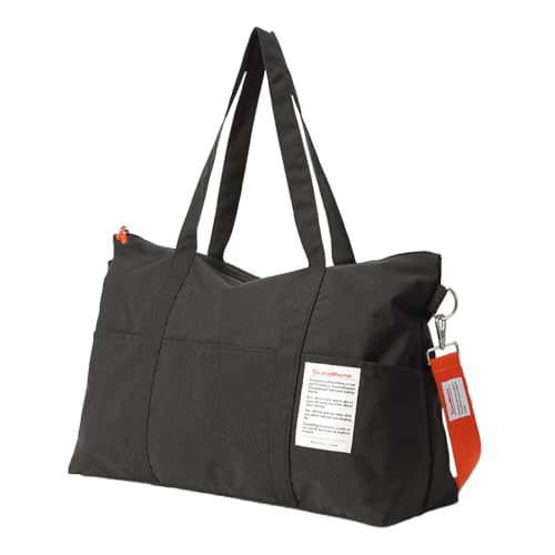 JEELAD Travel Duffel Bag, Gym Bag, Lightweight Carry-on Weekender Bag, Personal Item Handbag for Men and Women (Black)