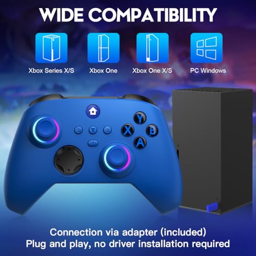 Xbox Controller Wireless with Wireless Adapter, Xbox One Controller with 1000mAh Battery, Programmable, Turbo Function, 3 Lighting Modes, for Xbox Series X|S, Xbox One X|S, Xbox One, PC Windows - Image 4