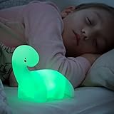 InnovaGoods® Lamparas de mesita de noche LIGHTOSAURUS, luz nocturna dinosaurio infantil, luz led multicolor, lampara mesita noche LED multicolor para niños, luz con colores cambiantes, 13 x 12 x 8 cm
