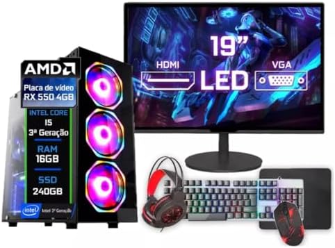 PC GAMER COMPLETO INTEL I5 3ª GERAÇÃO 16GB SSD 240GB RX 550 4GB M...