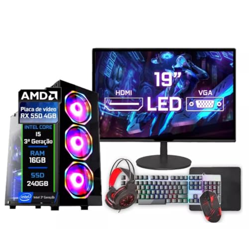 PC GAMER COMPLETO INTEL I5 3ª GERAÇÃO 16GB SSD 240GB RX 550 4GB M...