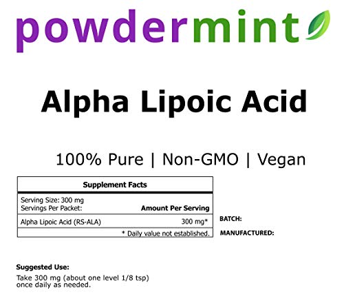 Powdermint Alpha Lipoic Acid Powder (Rs-Ala) (Multiple Sizes) Antioxidant (100 Grams) #TOP1