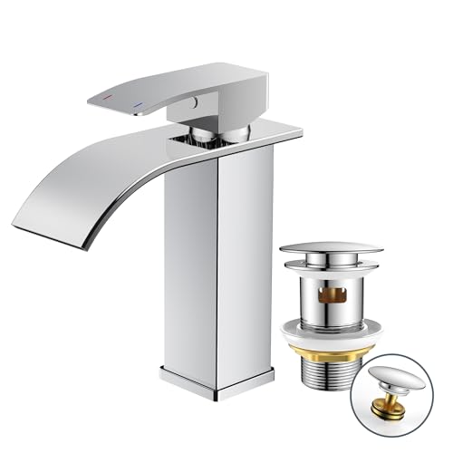 Rubinetto per Bagno FORIOUS in Nickel Spazzolato con Scarico, Miscelatore