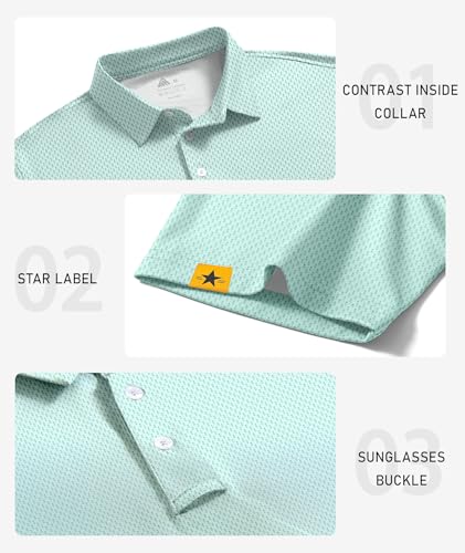 Image of ZITY Mens Golf Polo Shirts Short Sleeve UPF 50+ Performance Moisture Wicking Print Pattern Casual Collared Golf Shirt for Men