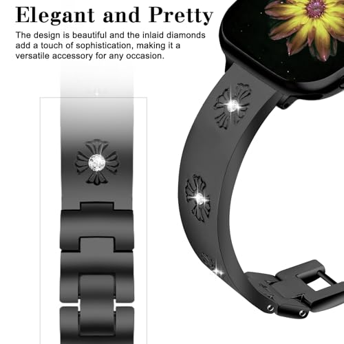 JOYOZY Metal Band Compatible with Apple Watch Band 38mm 40mm 41mm 42mm 44mm 45mm 49mm Fancy Luxury Strap with Sparkle Diamond, Dressy iWatch Bracelet, Cute Daisy Band for Women