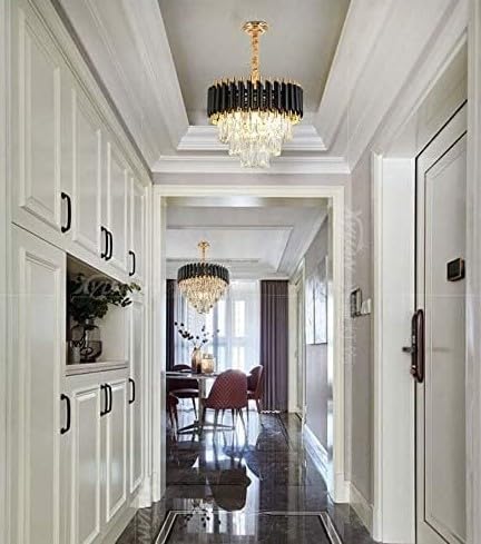Image of 300 MM Crystal Big Size Jhumar Ceiling Light for Living Room /Hall /Bed Room Chandelier Ceiling Lamp (Gold, Black)