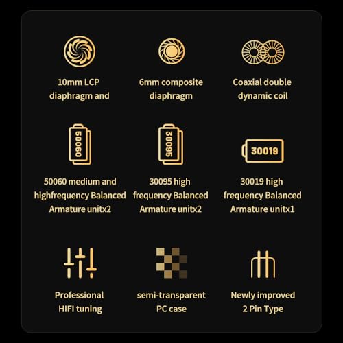 Image of HiFiGo TRN ST7 2DD+5BA Hybrid in-Ear Monitor Earphones, HiFi IEMs Detachable Wired Earbuds with 2 Dynamic Drivers and 5 Balanced Armature Units (Type-C, Black with Mic)