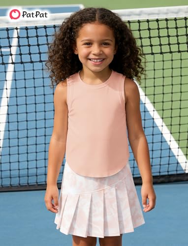 Image of PATPAT Girls Tennis Skirt Sets Moisture Wicking Tank Tops and Pleated Skirts 2 Piece Outfits Activewear Sets 5-12 Years