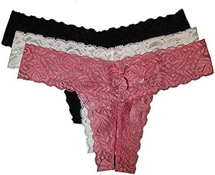 Fitora Sexy Crotchless Thong Panties 3 Pack Bundle