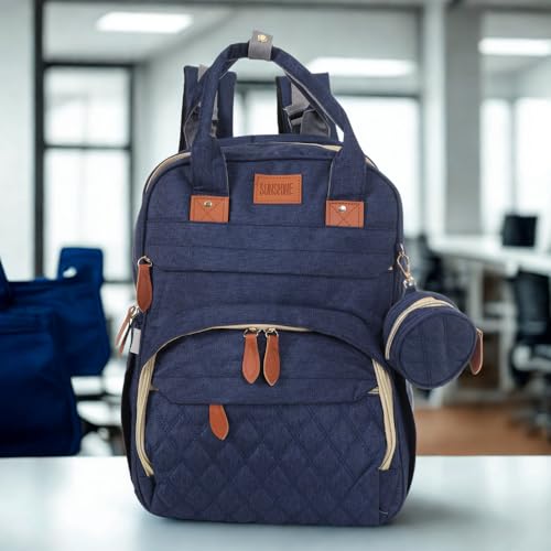 Image of Diaper Bag Backpack with Built-in Changing Station,Large Capacity Waterproof Mummy Bag with Bassinet,Insulated Pockets,Laptop Compartment & Organizer for Baby Essentials Travel,Unisex-Navy Blue