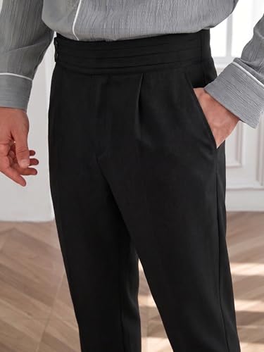 Image of TOPLOT Men's Cotton Casual Trouser | Elegant Pleated Front with Dual-Button Waistband | Comfortable Stretch Elasticity for Easy Movement | Tapered Ankle Finish | Casual & Office Wear (5277)