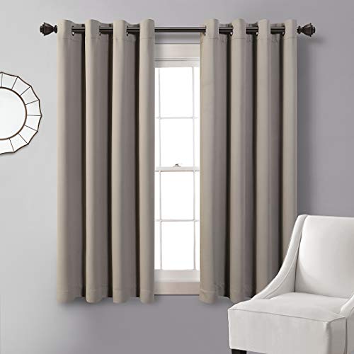 MYSKY HOME Blackout Curtains for Living Room Thermal Insulated Room Darkening Solid Grommet Drapes for Bedroom, 1 Curtain Panel, 52 x 63 Inch, Taupe