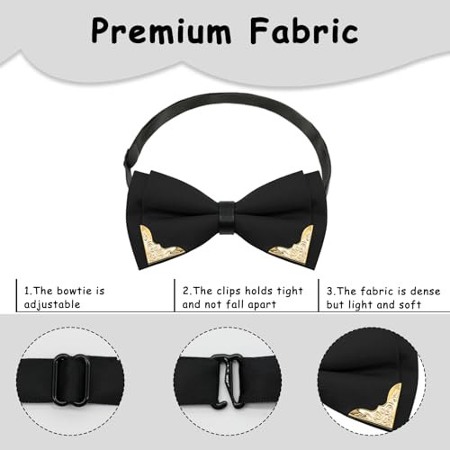 Image of Bow Ties for Men Women Metal Gold Bowtie, Pre Tied Mens Bow Tie Tuxedo Bowties Men for Prom Wedding Party